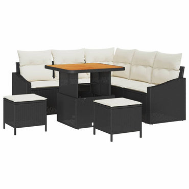 vidaXL Gartensofa-set mit Kissen 8 pcs Schwarz Poly Rattan