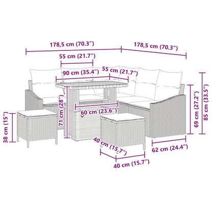 vidaXL Salon de jardin avec coussins et rangements 8 pcs Beige résine tressée