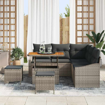 vidaXL Salon de jardin avec coussins et rangements 8 pcs Gris Résine tressée