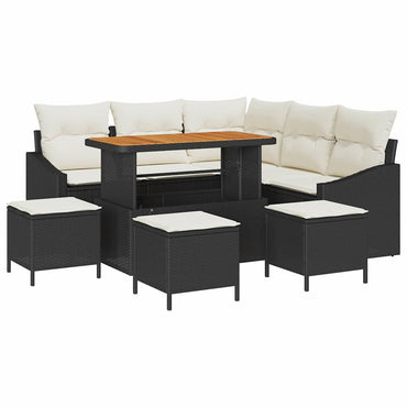 vidaXL Ensemble de canapés de jardin avec coussins 9 pcs Résine tressée Noir