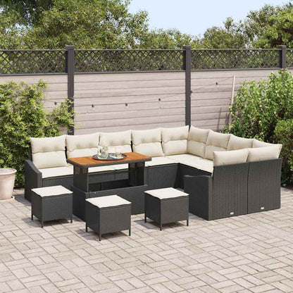 Gartensofa-set mit Kissen 13 pcs Schwarz Poly Rattan