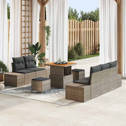 Gartensofa-set mit Kissen mit Speicher 8 pcs Grau Poly Rattan