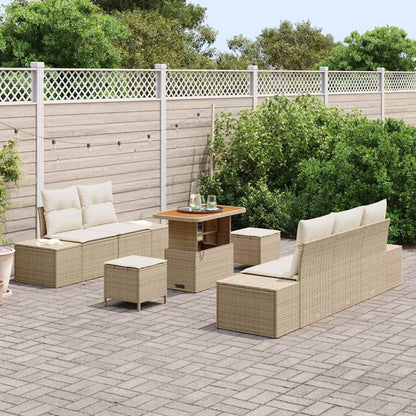 Gartensofa-set mit Kissen mit Speicher 8 pcs Beige Poly Rattan