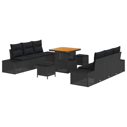 vidaXL Ensemble de canapés de jardin avec coussins 9 pcs Résine tressée Noir