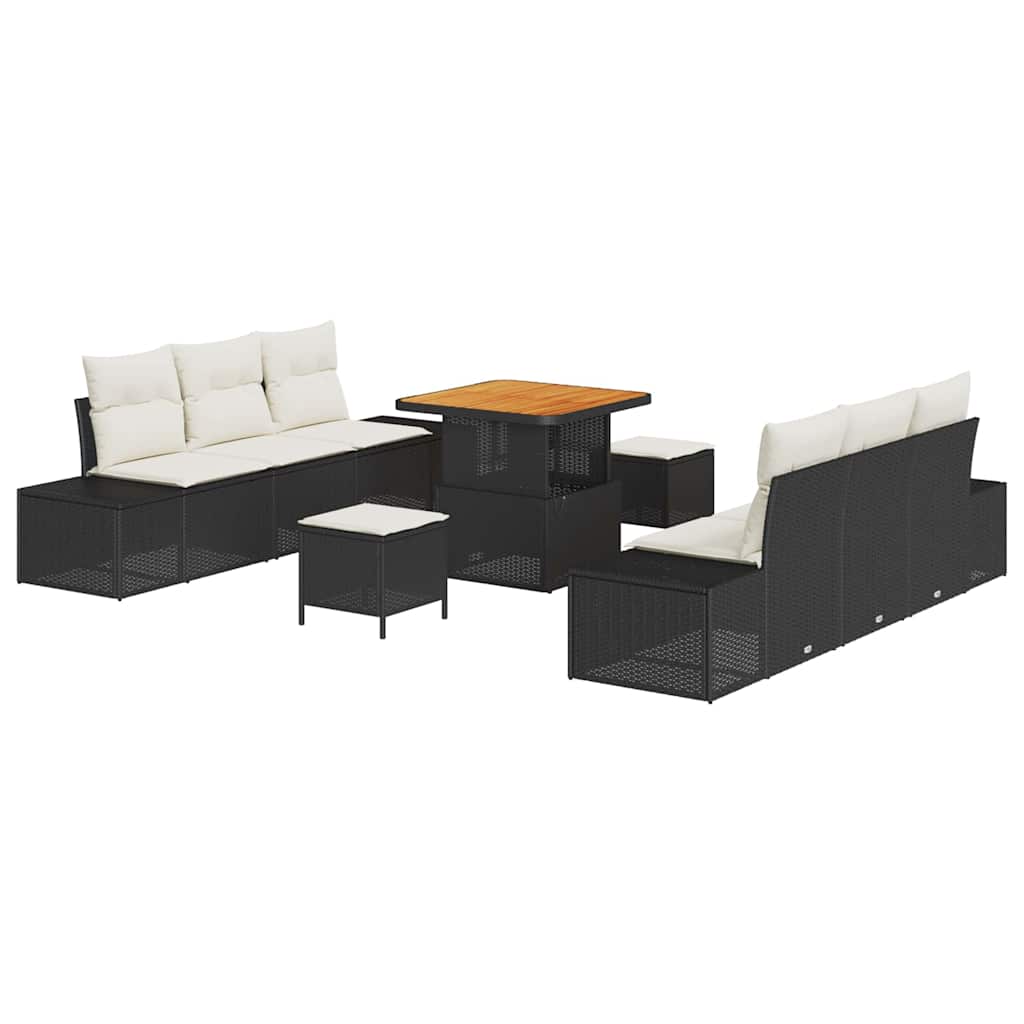 vidaXL Ensemble de canapés de jardin avec coussins 9 pcs Résine tressée Noir
