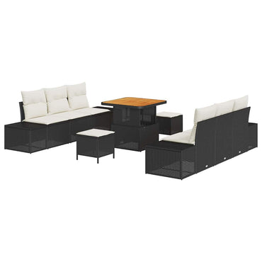 vidaXL Ensemble de canapés de jardin avec coussins 9 pcs Résine tressée Noir