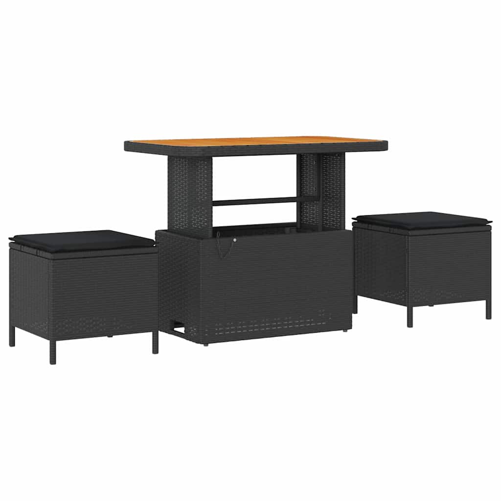 vidaXL Gartensofa-set mit Kissen 10 pcs Schwarz Poly Rattan
