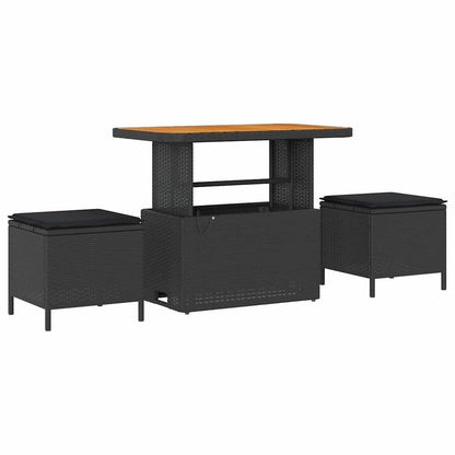 Gartensofa-set mit Kissen 11 pcs Schwarz Poly Rattan