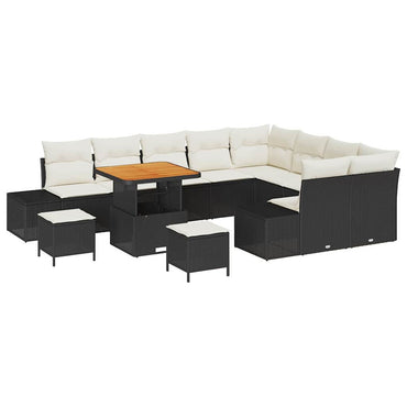 vidaXL Gartensofa-set mit Kissen 12 pcs Schwarz Poly Rattan