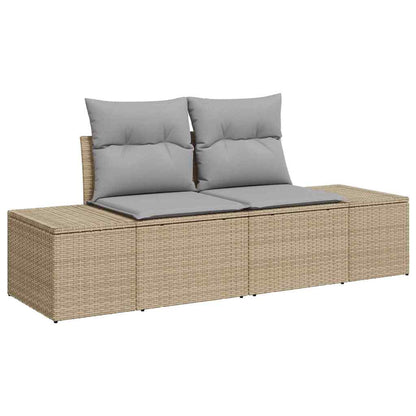 vidaXL Salon de jardin avec coussins et rangements 12 pcs Résine tressée beige