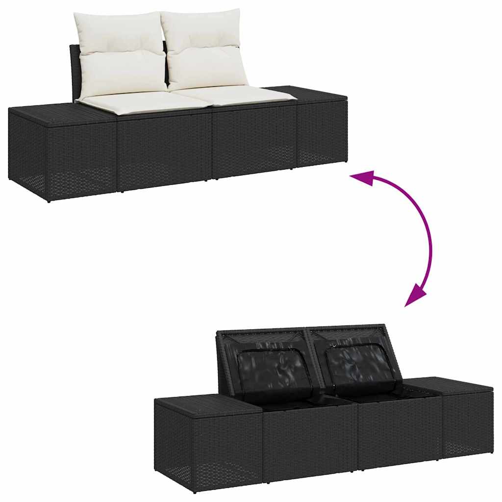 vidaXL Gartensofa-set mit Kissen 12 pcs Schwarz Poly Rattan