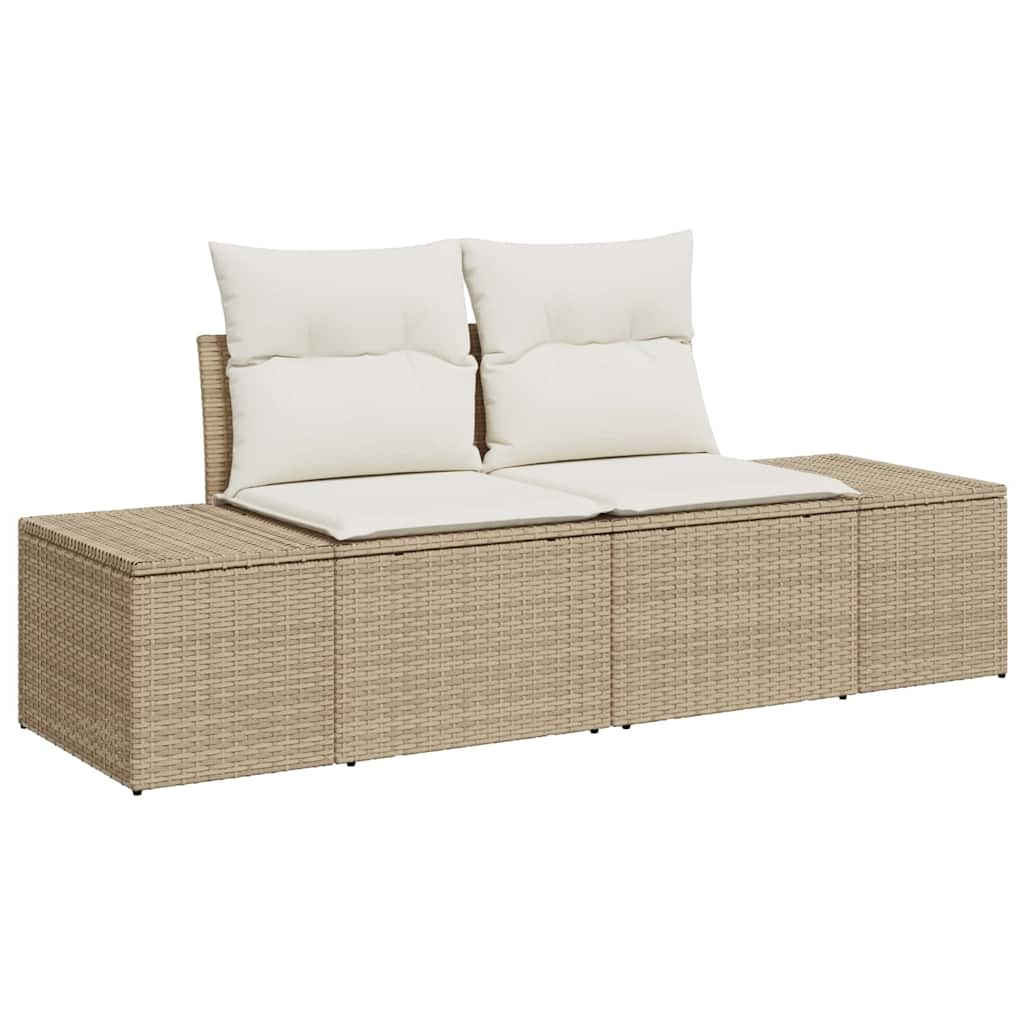 Gartensofa-set mit Kissen mit Speicher 12 pcs Beige Poly Rattan