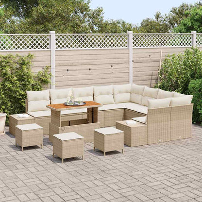 vidaXL Ensemble de canapés de jardin avec coussins et rangements 13 pcs Beige résine tressée
