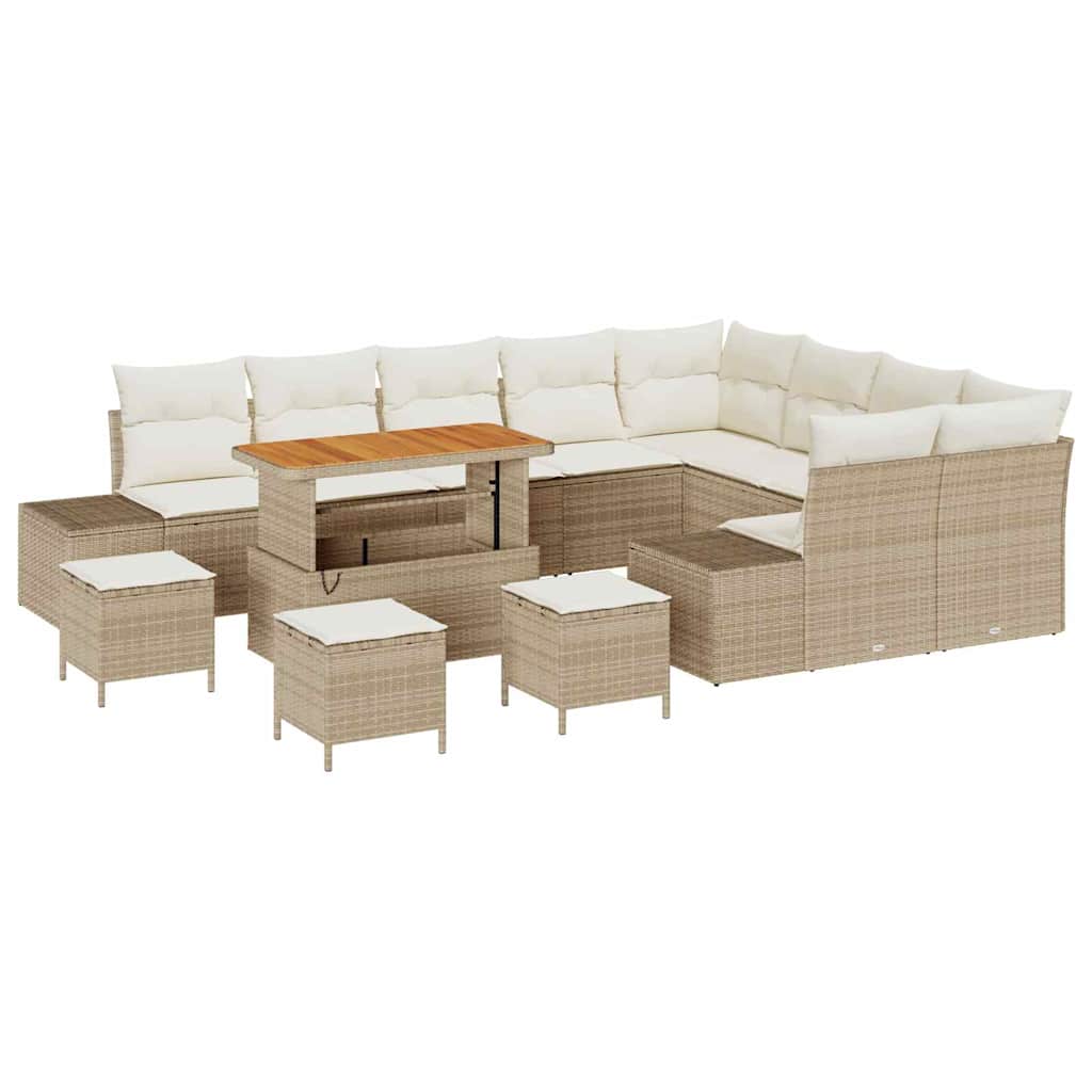 vidaXL Ensemble de canapés de jardin avec coussins et rangements 13 pcs Beige résine tressée