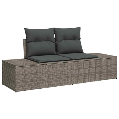 Gartensofa-set mit Kissen mit Speicher 13 pcs Grau Poly Rattan