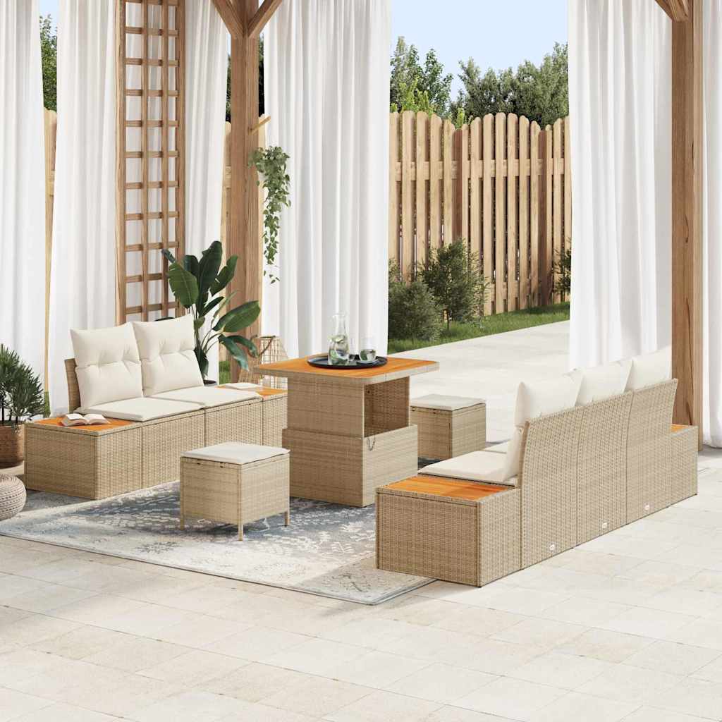 vidaXL Ensemble de canapés de jardin avec coussins et rangements 8 pcs Beige et Crème