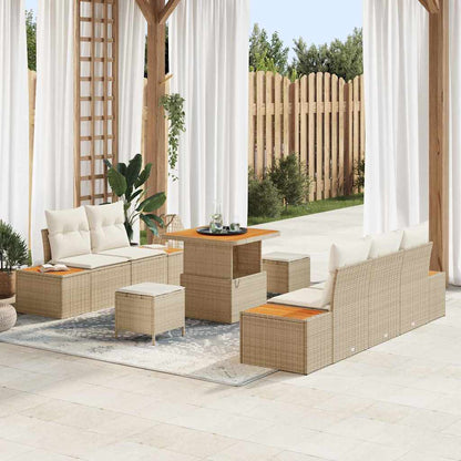 vidaXL Ensemble de canapés de jardin avec coussins et rangements 8 pcs Beige et Crème