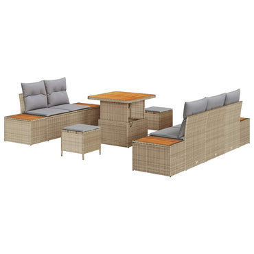 vidaXL Garten-Sofa-Set mit Kissen mit Kissen 8 pcs Beige und Hellgrau