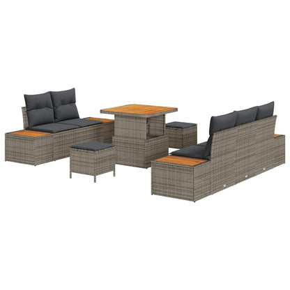 vidaXL Garten-Sofa-Set mit Kissen 8 pcs Hellgrau und Dunkelgrau