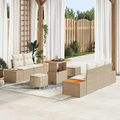 vidaXL Ensemble de canapés de jardin avec coussins et rangements 8 pcs Beige et Crème