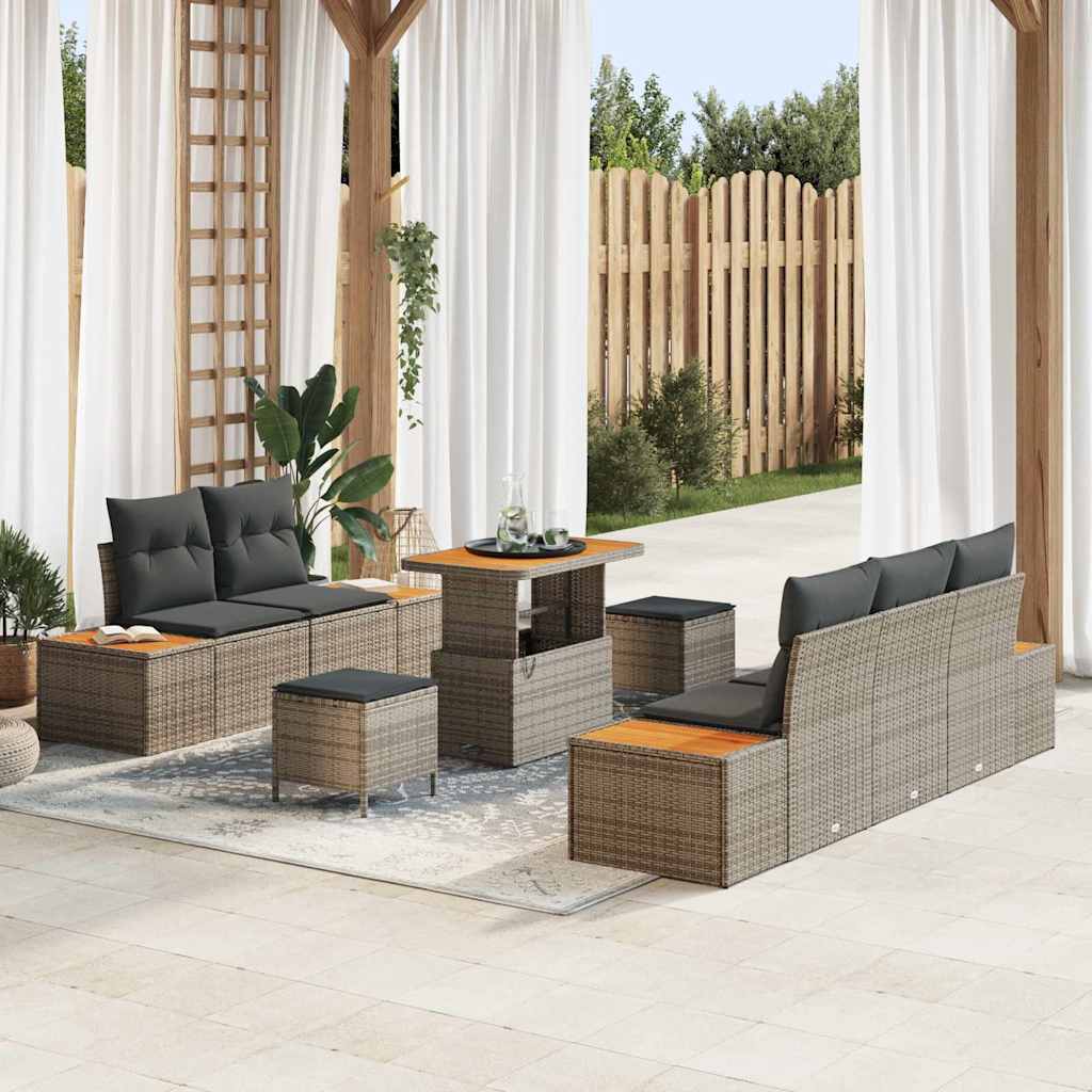 vidaXL Garten-Sofa-Set mit Kissen 8 pcs Hellgrau und Dunkelgrau
