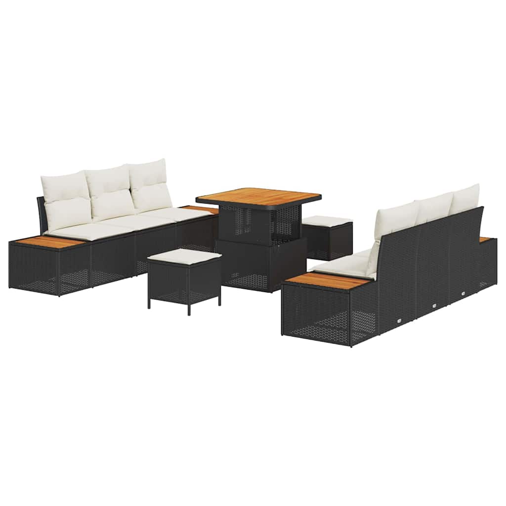 vidaXL Ensemble de canapés de jardin avec coussins 9 pcs Résine tressée Noir