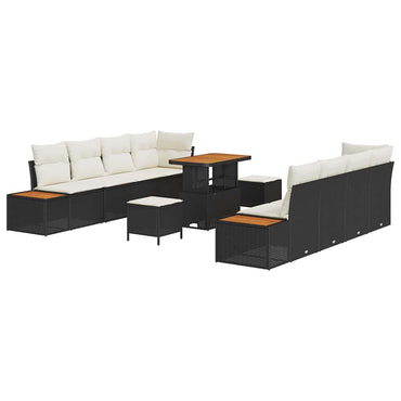 vidaXL Gartensofa-set mit Kissen 11 pcs Schwarz Poly Rattan