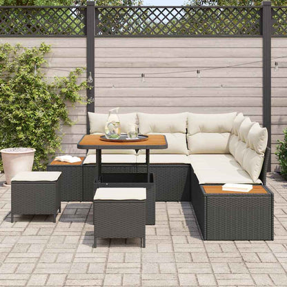 vidaXL Gartensofa-set mit Kissen 8 pcs Schwarz Poly Rattan