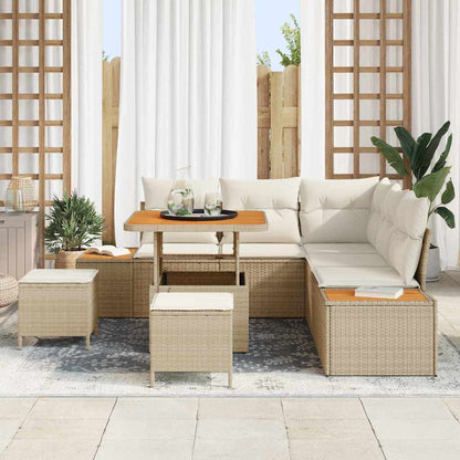 vidaXL Salon de jardin avec coussins et rangements 8 pcs Beige résine tressée