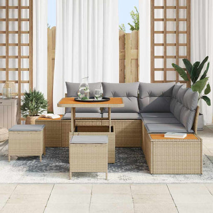 vidaXL Salon de jardin avec coussins et rangements 8 pcs Beige résine tressée