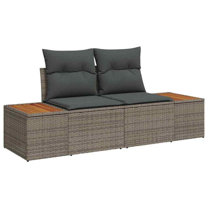 vidaXL Gartensofa-set mit Kissen mit Speicher 8 pcs Grau Poly Rattan