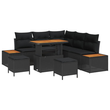 vidaXL Gartensofa-set mit Kissen 8 pcs Schwarz Poly Rattan