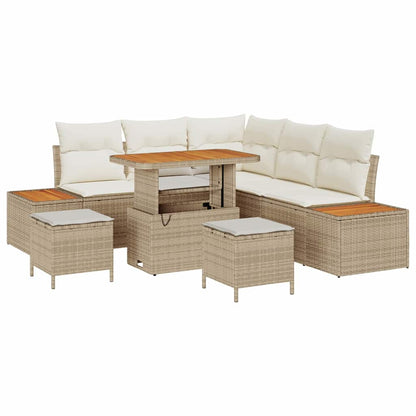vidaXL Salon de jardin avec coussins et rangements 8 pcs Beige résine tressée