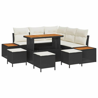 vidaXL Ensemble de canapés de jardin avec coussins 9 pcs Résine tressée Noir
