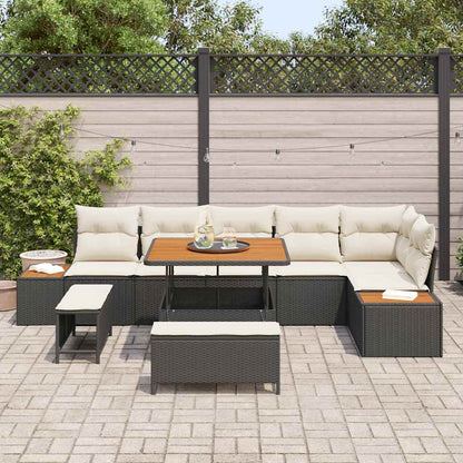 vidaXL Ensemble de canapés de jardin avec coussins 9 pcs Résine tressée Noir