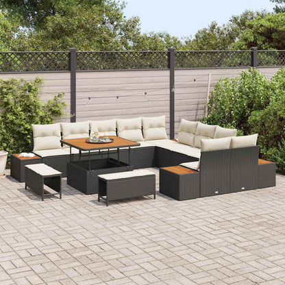 vidaXL Gartensofa-set mit Kissen 13 pcs Schwarz Poly Rattan