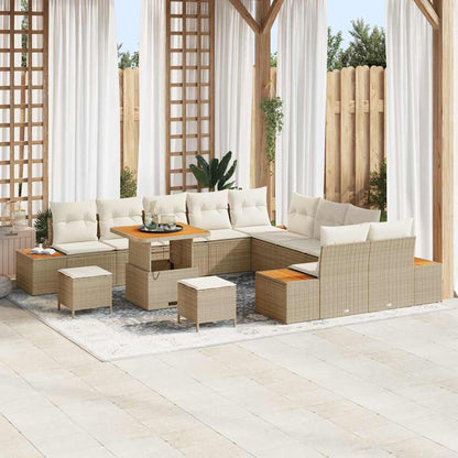 vidaXL Ensemble de canapés de jardin avec coussins et rangements 13 pcs Beige résine tressée