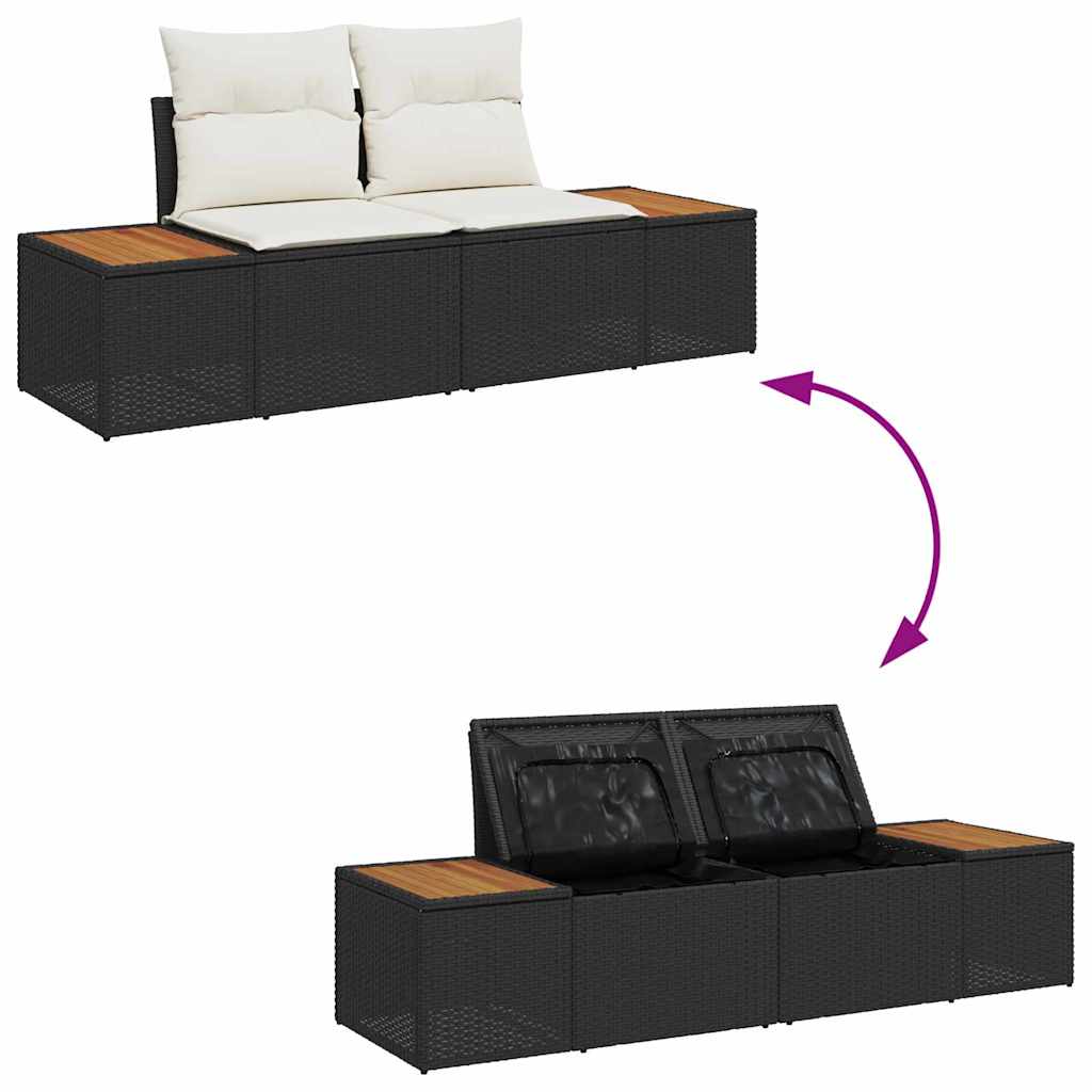 vidaXL Gartensofa-set mit Kissen 13 pcs Schwarz Poly Rattan