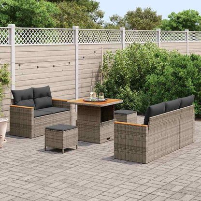 Gartensofa-set mit Kissen 10 pcs Grau Poly-Rattan