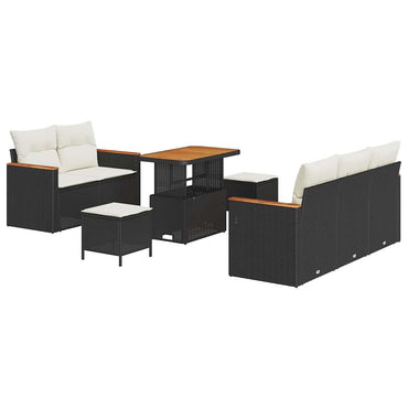 vidaXL Gartensofa-set mit Kissen 10 pcs Schwarz und Creme Poly-Rattan