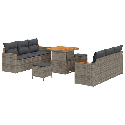 vidaXL Salon de jardin avec coussins 11 pcs Gris résine tressée
