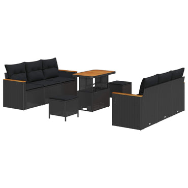 vidaXL Ensemble de canapés de jardin avec coussins 11 pcs Noir Résine tressée