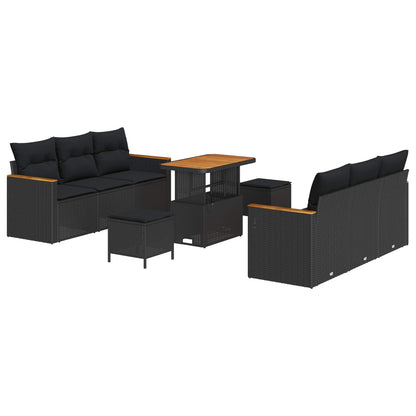 Gartensofa-set mit Kissen 11 pcs Schwarz Poly-Rattan