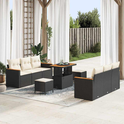 vidaXL Salon de jardin avec coussins 11 pcs Noir et crème Résine tressée