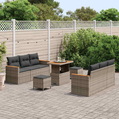 vidaXL Salon de jardin avec coussins 11 pcs Gris résine tressée