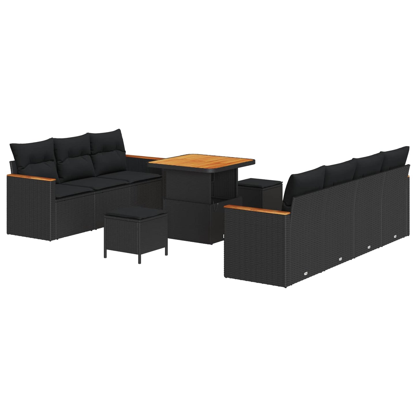 Gartensofa-set mit Kissen 14 pcs Schwarz Poly-Rattan