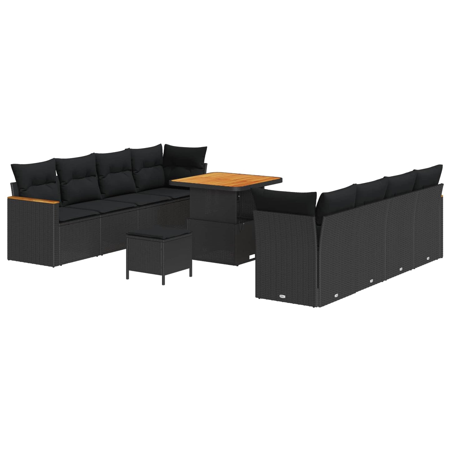 Gartensofa-set mit Kissen 12 pcs Schwarz Poly-Rattan