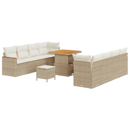 Gartensofa-set mit Kissen 12 pcs Beige Poly-Rattan