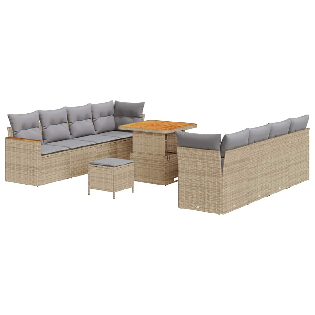 Gartensofa-set mit Kissen 12 pcs Beige Poly-Rattan