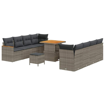 vidaXL Gartensofa-set mit Kissen 12 pcs Grau Poly-Rattan